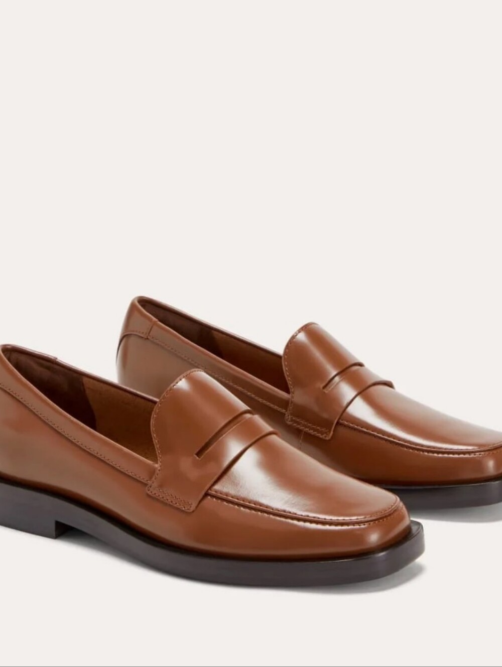 Everlane The Penny Loafer Shoes 7.5 Patent Rum Brown Leather